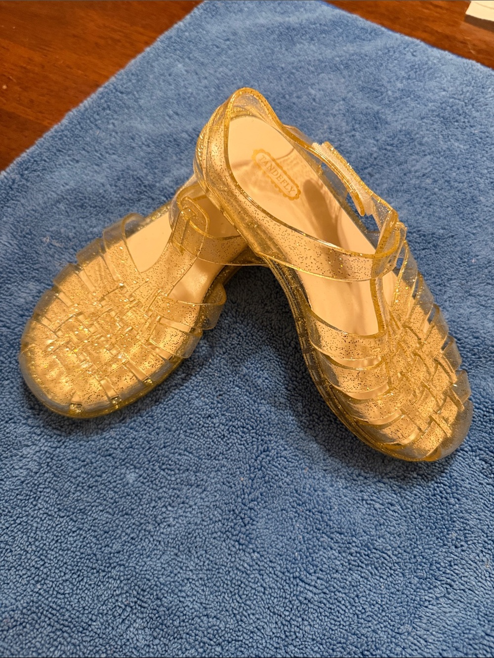 Gold Glitter Jelly Sandals - Kids Mary Jane Style